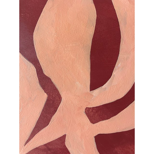 2026 "Primula" Abstract Botanical Painting on Cotton Paper by Artist r.k. Red For Sale - Image 4 of 5