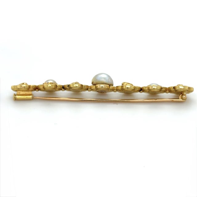 Gold Early 20th Century Jules and Louis Wièse, Renaissance Revival, Gold and Pearl Brooch, 18k For Sale - Image 8 of 11
