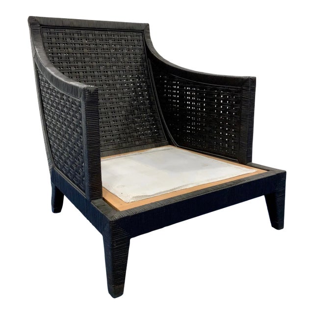 Baker / McGuire French Modern Truffle Woven Cane St. Germain Lounge Chair For Sale