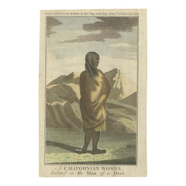 Californian Woman in Deerskin Dress, 1800s, Paper For Sale
