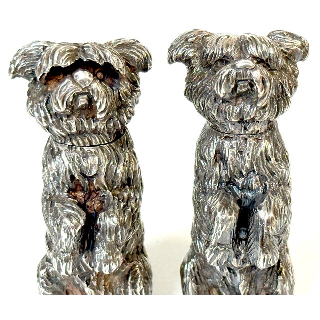 Pair Edwardian Sterling Terrier Salt & Pepper London, Jonathan Howell, 1906/1913 For Sale - Image 9 of 18