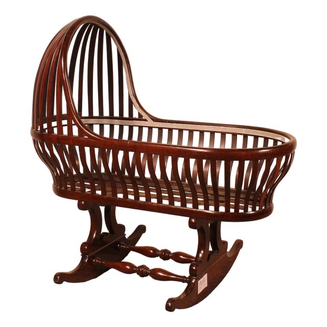 Curved Mahogany Cradle, 1800s For Sale