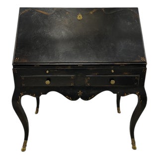 Late 20th Century French Louis XV Style Slant-Front Painted Ladies Desk For Sale