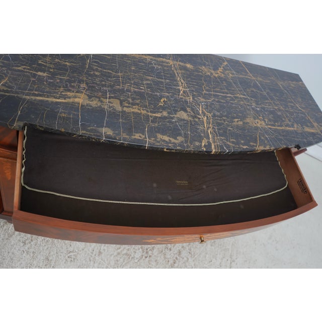 Henredon Henredon Inlaid Mahogany Marble Top Console Sideboard For Sale - Image 4 of 18