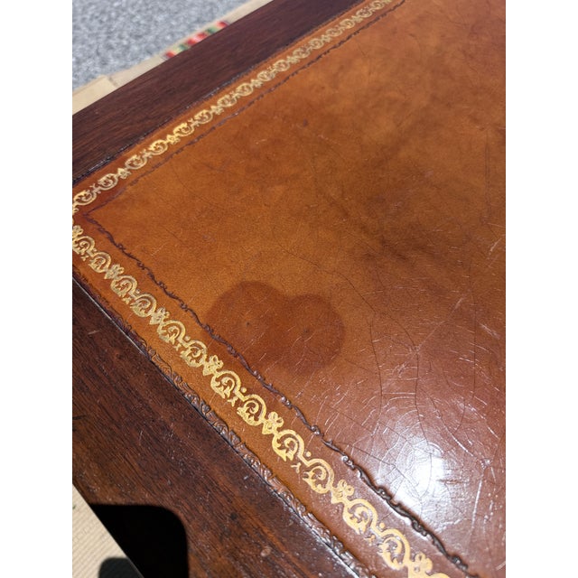 Vintage Baker Furniture Mahogany & Leather Chinoiserie Coffee Table, Circa 1960s For Sale - Image 9 of 12