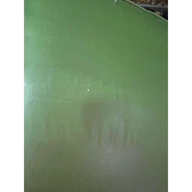1960s Mid-Century Modern High-Back Avocado Green Vinyl Lounge Chair For Sale - Image 4 of 16