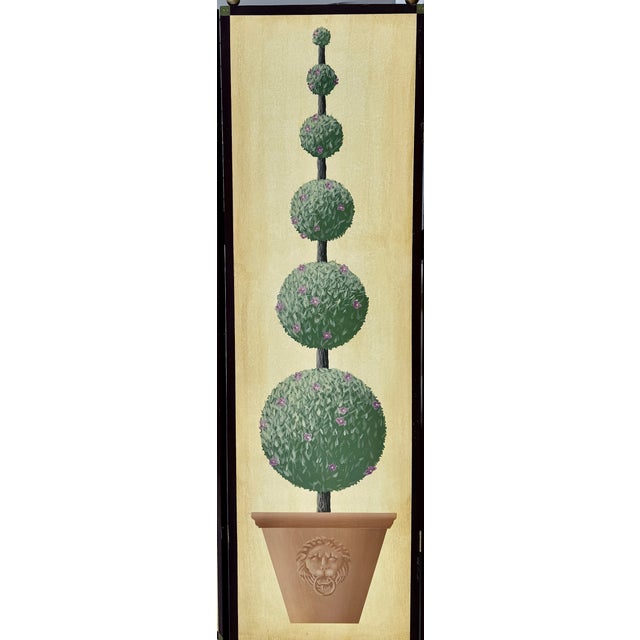 Hand-Painted Four Panel Trompe L’Oeil Screen With Topiaries For Sale In New York - Image 6 of 11