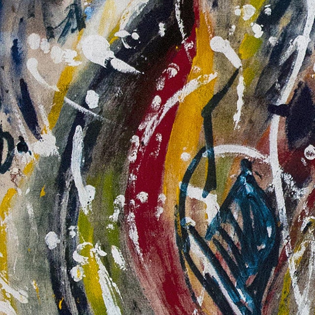 Textile Signature of the Soul — Abstract Expressionist Painting, Acrylics on Unstretched Canvas, 35 × 35 In For Sale - Image 7 of 7