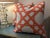Art Deco Thibaut Down Filled Pillows in “Cyrus Cane” Coral Colorway - a Pair For Sale - Image 3 of 7
