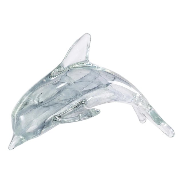 Marinella Decorative Gray Glass Dolphin, Small For Sale