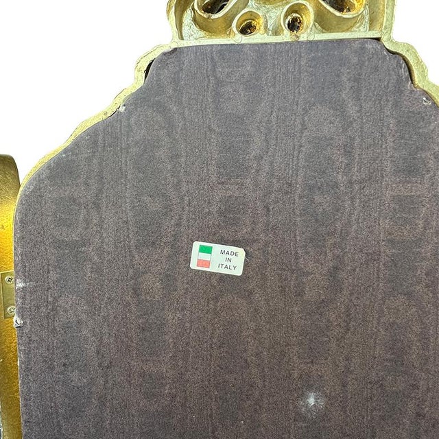 Gold Antique Italian Giltwood Tri-Fold Mirror With Ribbon Crest Hollywood Regency For Sale - Image 8 of 10