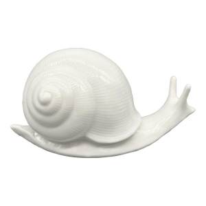Large Vintage White Ceramic Snail Figurine – Whimsical Coastal or Cottagecore Decor