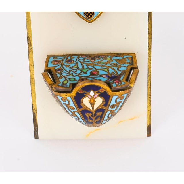 Antique French Alabaster Champleve Enamel Holy Water Font Stoop, 1800s For Sale - Image 15 of 18