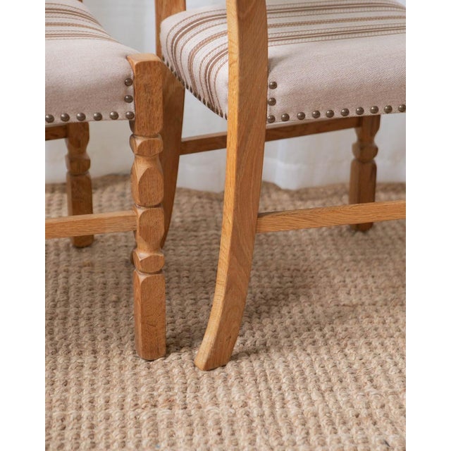 1970s Henning Kjaernfulf Style Danish Oak Dining Chairs With Wool Upholstery - Set of 6 For Sale - Image 13 of 18