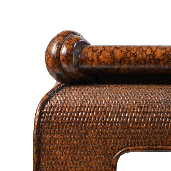 Late 20th Century Woven Rattan Faux Tortoise Ming Style Coffee Table For Sale - Image 4 of 4