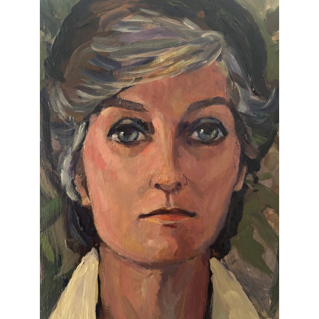 1980s Portrait Painting of Lady, Framed For Sale - Image 4 of 4