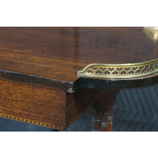 Antique English Regency Style Rosewood Mahogany & Brass Gallery Writing Table For Sale - Image 17 of 18