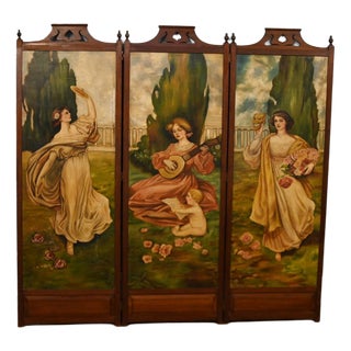 Victorian Three-Panel Room Divider For Sale