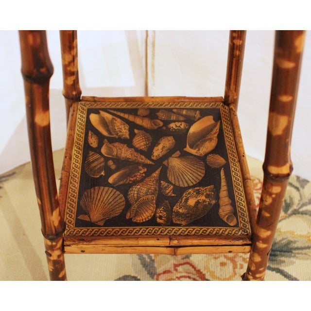 Circa 1880s English Two-Tire Square Bamboo Side Table For Sale - Image 4 of 6