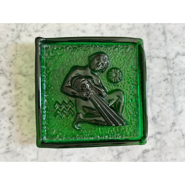 Mid-Century Polish Glass Zodiac Block Aquarius, 1956 For Sale - Image 12 of 12