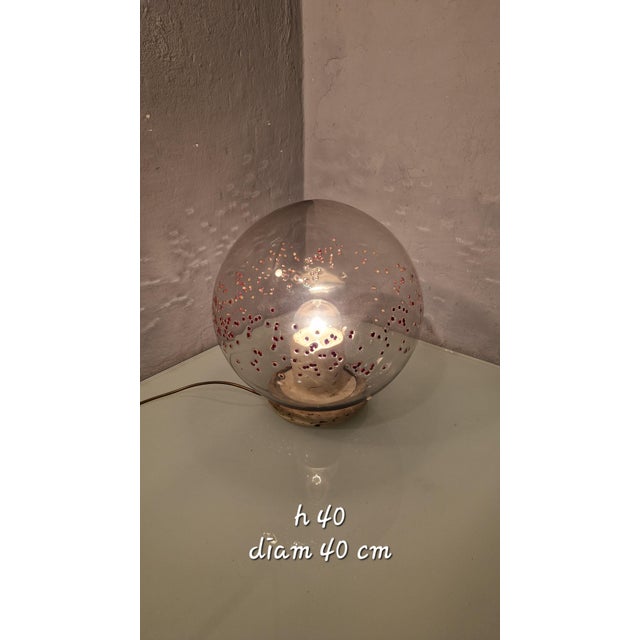 Table Lamp in Travertine and Glass from La Murrina, 1960s, in Very Good conditions. Designed 1970 to 1979 I have official...