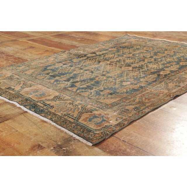 Rustic Antique Persian Malayer Rug, 03'09 X 05'06 For Sale - Image 3 of 10