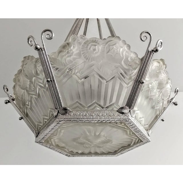 Art Deco French Art Deco Pendant Chandelier Signed by Noverdy For Sale - Image 3 of 11