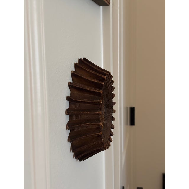 Antique Petite Scale Wooden Cog Mirror / Rustic Petite Scale Sunburst Mirror - Early 20th Century (Attributed) For Sale - Image 13 of 16