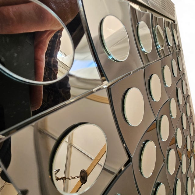 Hal Bienenfeld Mid Century Geometric Op Art Square Mirror by Hal Bienenfeld, 1970's For Sale - Image 4 of 6