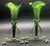 Antique Victorian Glass Epergne Trumpet Horn Vase Green Opaline Metal Base Pair For Sale - Image 11 of 17