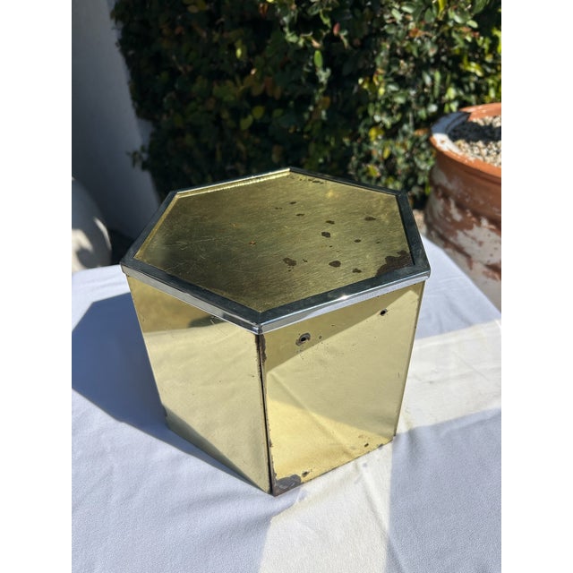 Mid-Century Modern Vintage Brass and Chrome 7 Inch Riser as Found For Sale - Image 3 of 7