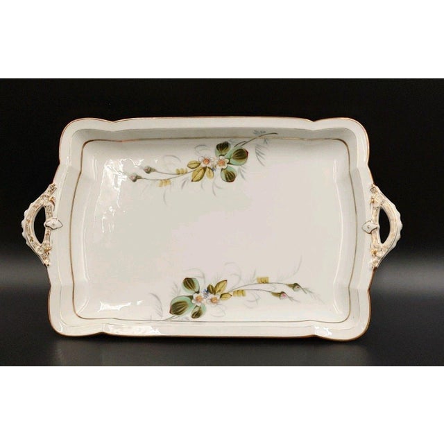 Vintage/Antique CFH Haviland Limoges Charles Field Haviland Floral with Gold Gilt Tray/Platter. Floral pattern is Teal,...