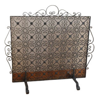 Forged Iron Firescreen or Spark Guard, 1960s For Sale