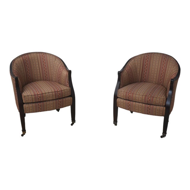 Pair of Hancock & Moore Upholstered Tub Barrel Back Chairs For Sale
