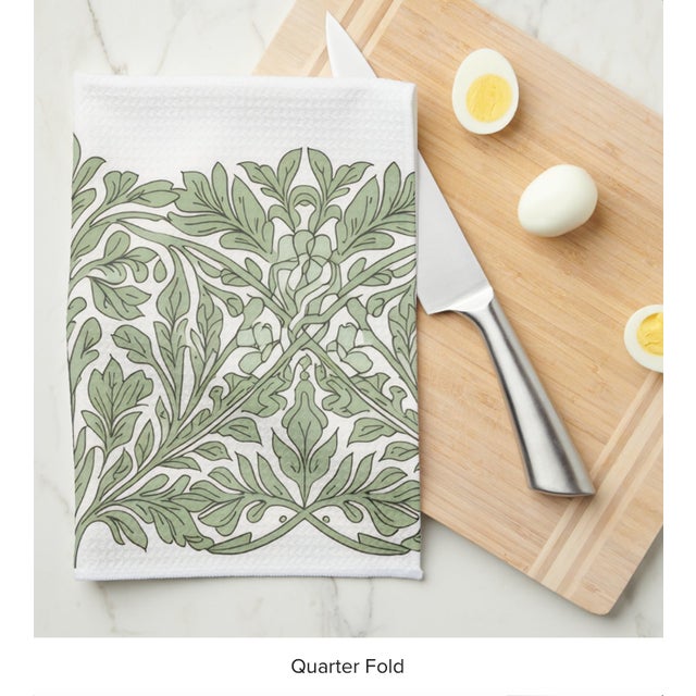 Traditional William Morris Inspired Botanical Linen Tea Towel For Sale - Image 3 of 3