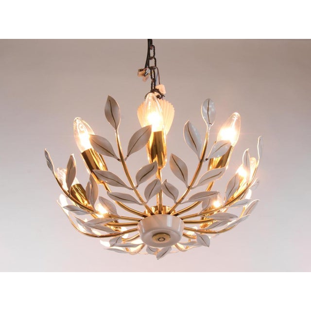 Floral Ceiling Lamp attributed to United Workshops, Germany, Munich, 1950s For Sale - Image 3 of 10