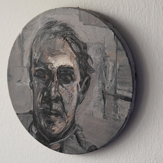 Late 20th Century Original Circle Portrait Painting by Robert J Harding For Sale In New York - Image 6 of 11