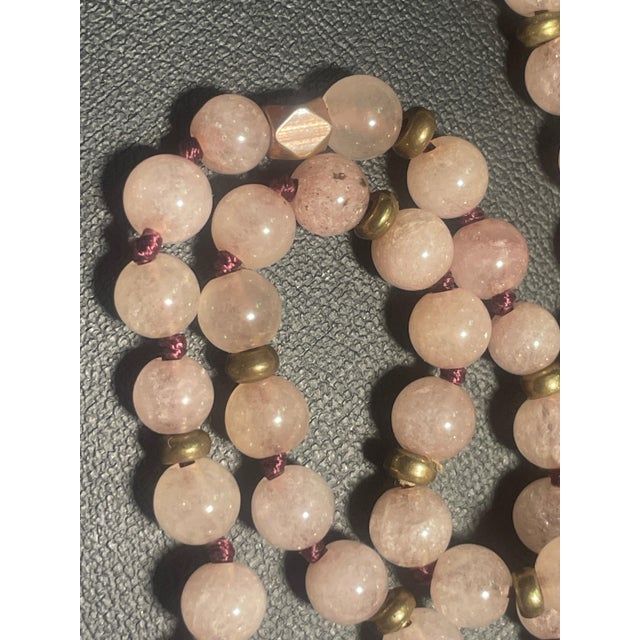Late 20th Century Strawberry Quartz & Rose Quartz Evil Eye Mala Necklace For Sale In South Bend - Image 6 of 10
