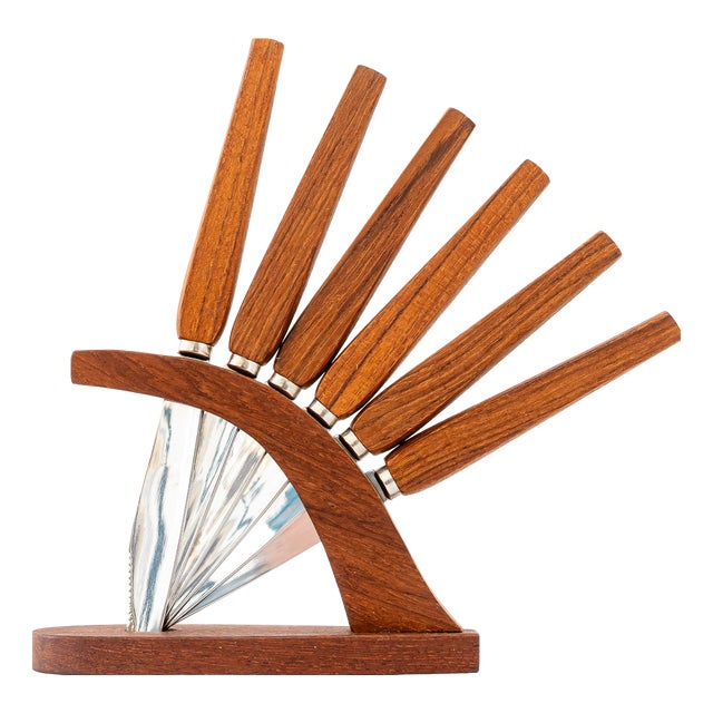 Austrian Fruit Knives and Holder, Vienna, Austria, 1950s, Set of 7 For Sale