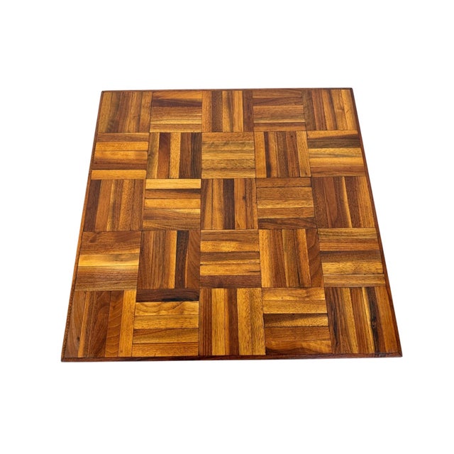 Mid-Century Modern Butcher Block Parquet Side Table For Sale - Image 4 of 6