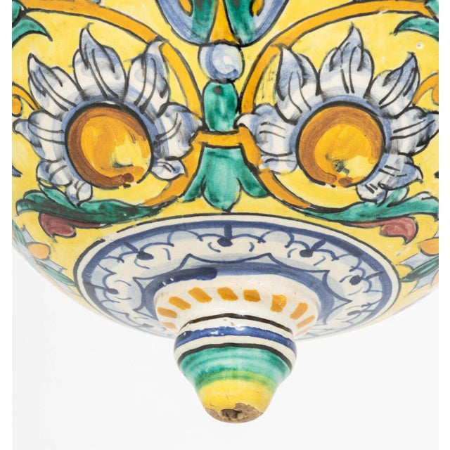Italian Majolica Sunflower Motif Hanging Planter For Sale - Image 4 of 5