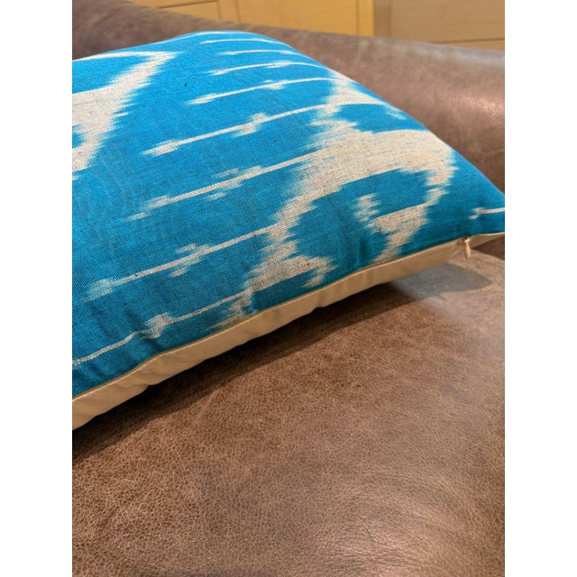 Boho Chic 1990s Handmade Silk Ikat Lumbar Cushion Cover For Sale - Image 3 of 9