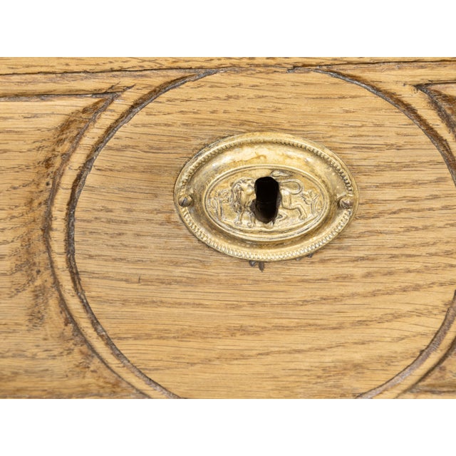 19th Century French Louis XVI Style Bleached Oak Three-Drawer Chest with Carved Panels For Sale - Image 4 of 12