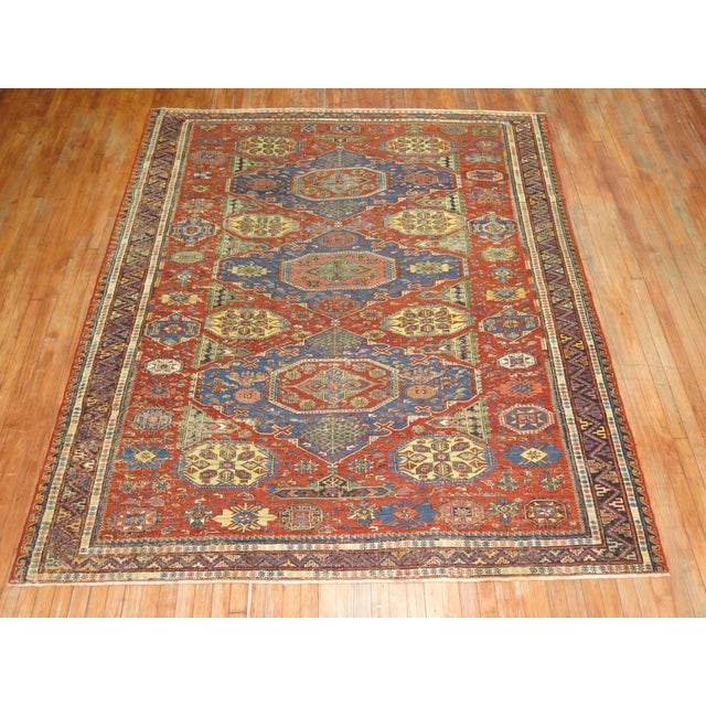 Red 19th Century Tribal Soumac Flat-weave - 7'3" x 8'8" For Sale - Image 8 of 8