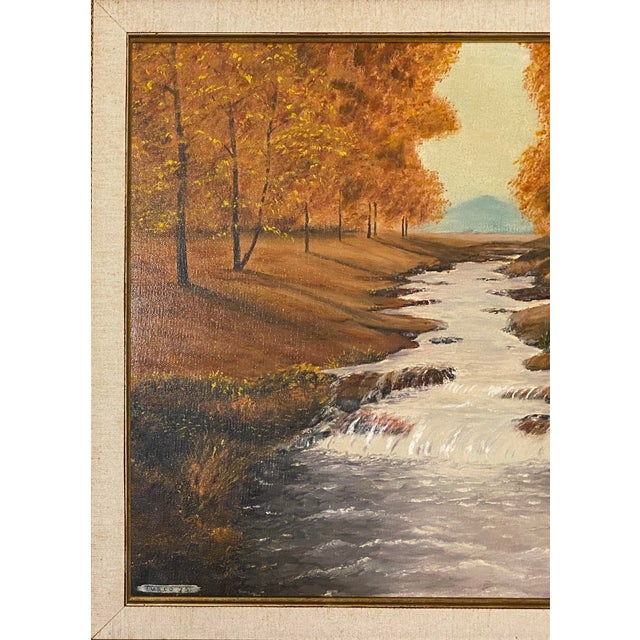 Wood Framed Autumn River Landscape Oil Painting by A. Klosner – Mid-Century Impressionist Style For Sale - Image 7 of 8