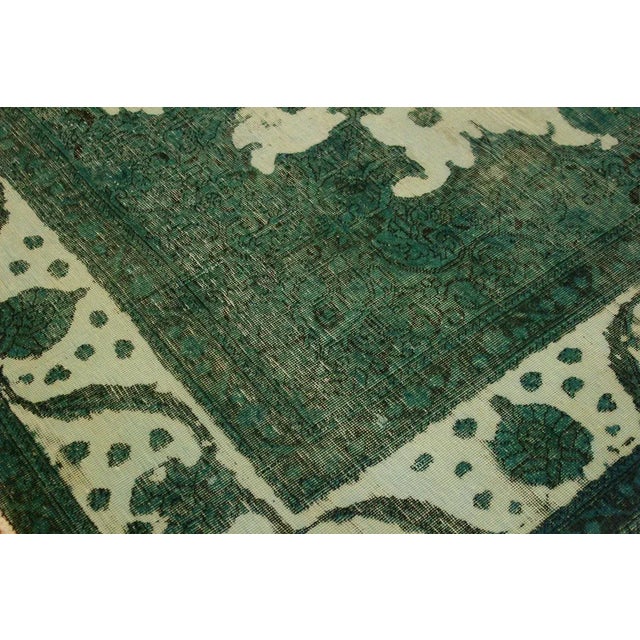 Textile 1980s Vintage Distressed Dyed Green/Lt. Green Wool Rug - 7'10 X 11'5 For Sale - Image 7 of 8
