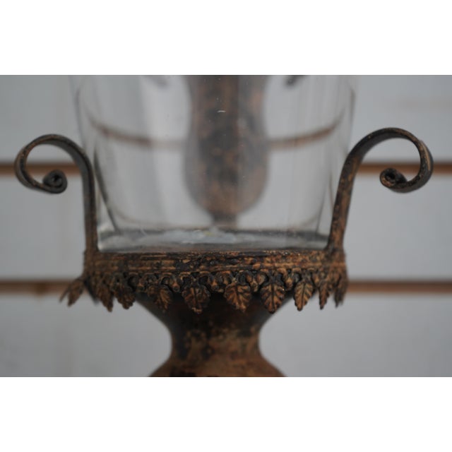 Gold Pair Glass Globe Toleware Candle Wall Sconces For Sale - Image 8 of 9