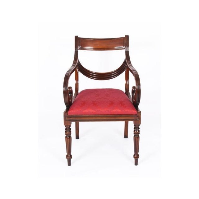 Antique Regency Triple Pillar Dining Table and Swag Back Chairs, 1890s, Set of 15 For Sale - Image 16 of 18