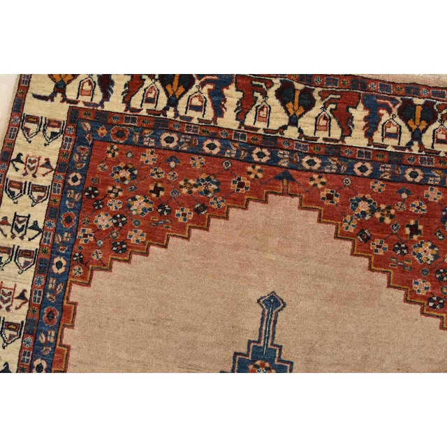 Gabbeh Rug 4’1” X 6’6” Beige Wool Vintage Tribal Hand-Knotted Oriental Carpet For Sale In Philadelphia - Image 6 of 13