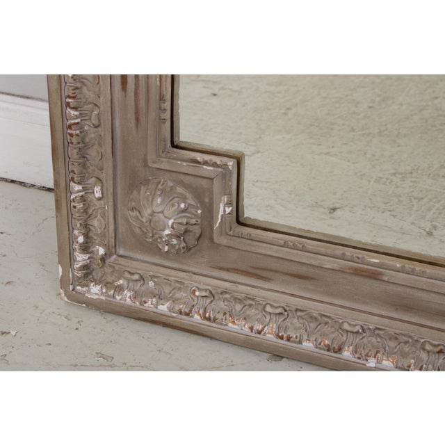 Glass Restoration Hardware Large French Style Carved Hall Mirror For Sale - Image 7 of 12